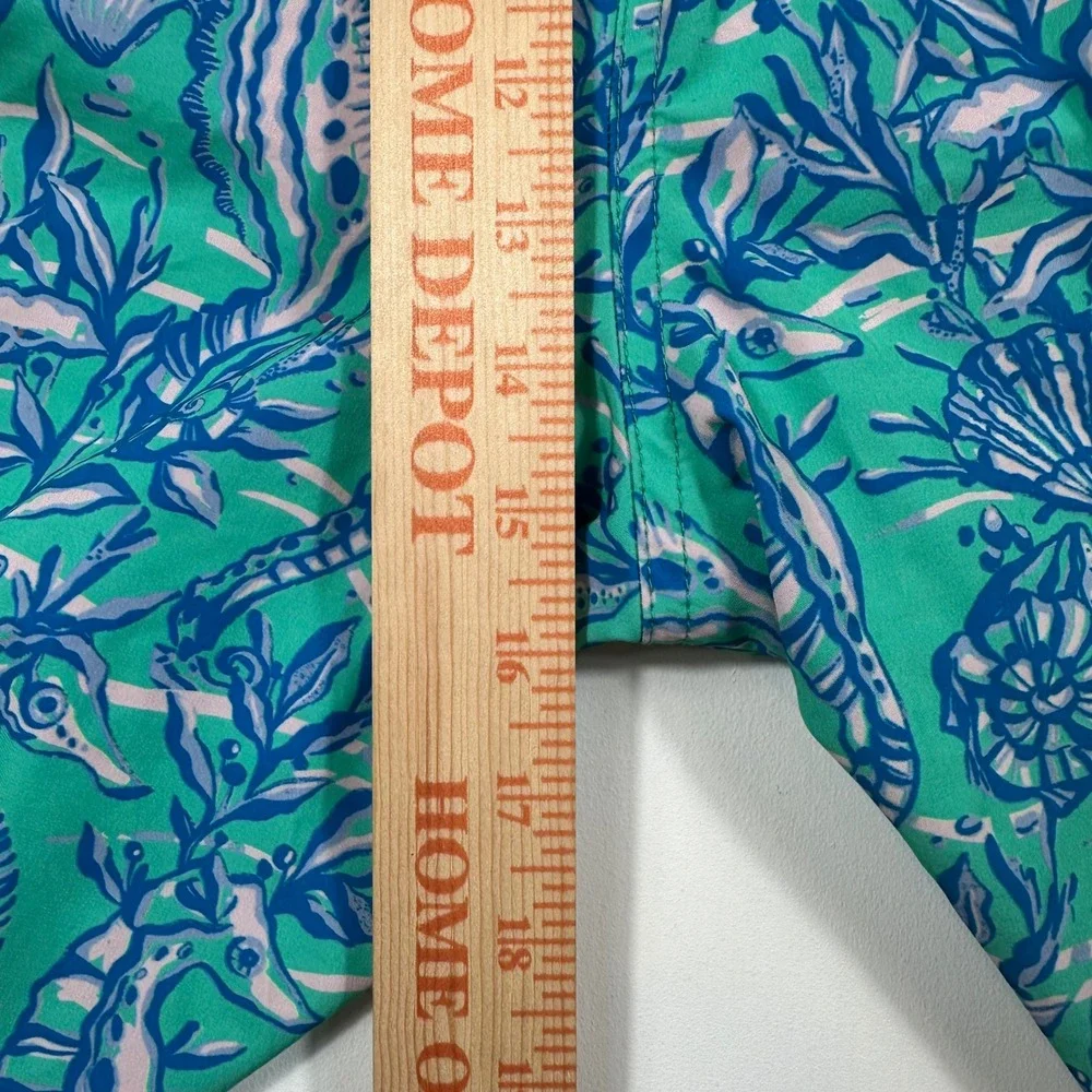 Vineyard Vines Swim Trunks Mens 4XB Seahorse Coral Print Green Blue